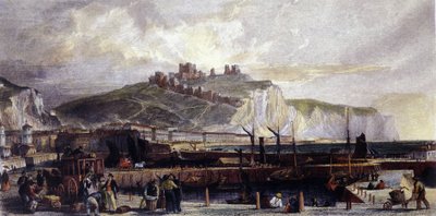 Vista de la ciudad de Dover y sus altos acantilados de tiza blanca en Inglaterra. 1850 de Unknown artist