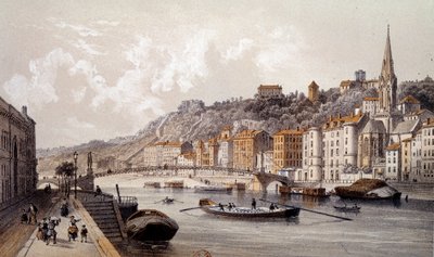 Vista de la ciudad de Lyon desde el Quai Tilsitt de Unknown artist