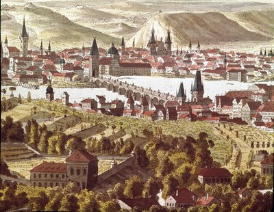 Vista de la ciudad de Praga en el siglo XVIII (Dibujo) de Unknown artist