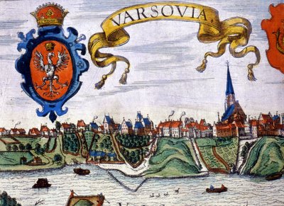 Vista de la ciudad de Varsovia con el escudo de armas de la ciudad. 1780. de Unknown artist