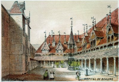Vista del patio de los Hospices de Beaune de Unknown artist