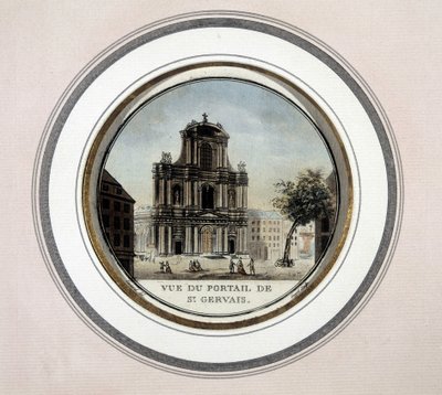 Vista de la puerta de St Gervais - grabado de Unknown artist
