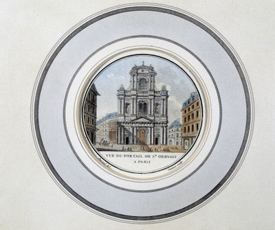 Vista de la puerta de St Gervais - grabado de Unknown artist