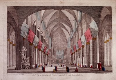 Vista del interior de Notre-Dame de París - vista óptica de Unknown artist