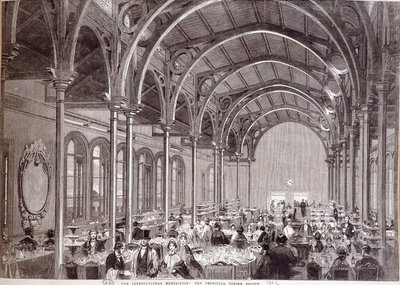 Vista del restaurante principal en la Exposición Internacional de 1862 en Londres de Unknown artist