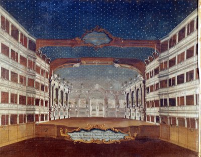 Vista del teatro San Samuele en Venecia destruido por un incendio en 1747. Dibujo del siglo XVIII. de Unknown artist