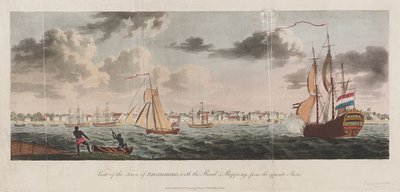 Vista de la ciudad de Paramaribo, con la carretera y la navegación desde la orilla opuesta de Unknown artist
