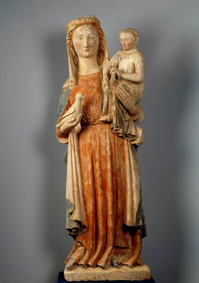 Virgen y Niño. La Virgen sostiene una paloma en la mano de Unknown artist