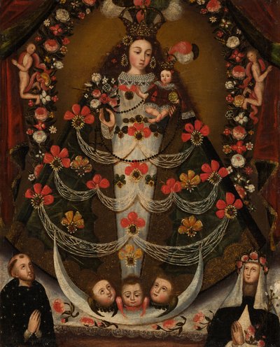 Virgen de Pomata con San Nicolás Tolentino y Santa Rosa de Lima de Unknown artist