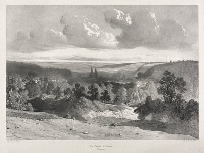 Viajes pintorescos y románticos en la antigua Francia. Bretaña: Vista general de Quimper de Unknown artist