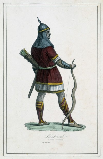 Guerrero Kalmouk (pueblo mongol de Siberia Meridional) - en 
