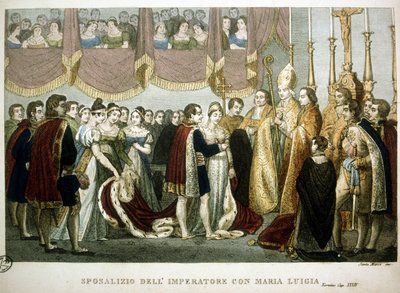 Ceremonia de boda entre Napoleón I y María Luisa de Habsburgo en la iglesia de los Agustinos en Viena, 2 de abril de Unknown artist