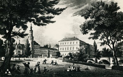 Castillo de la Ciudad de Weimar, grabado, Alemania de Unknown artist