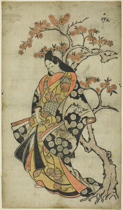 Mujer junto a un cerezo de Unknown artist