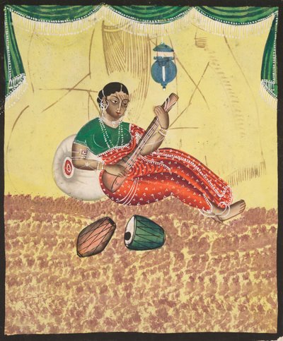 Woman Playing Music (recto) de Unknown artist