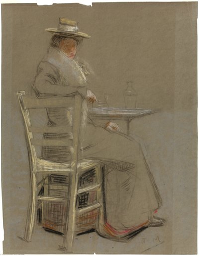 Mujer sentada en una mesa de Unknown artist