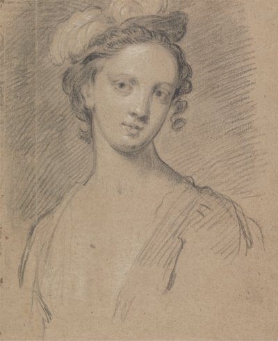 Mujer con tocado de plumas de Unknown artist