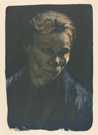 Mujer trabajadora con chal azul de Unknown artist