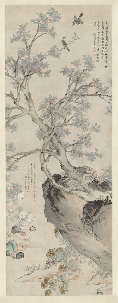 Yellow Chrysanthemums and Red Osmanthus in the Style of Wang Yuan de Unknown artist