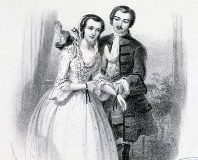Joven cortejando a una joven, principios del siglo XIX de Unknown artist