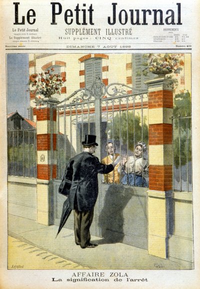 Caso Zola - servicio de juicio. Portada Le petit Journal, 7/8/1898. de Unknown artist