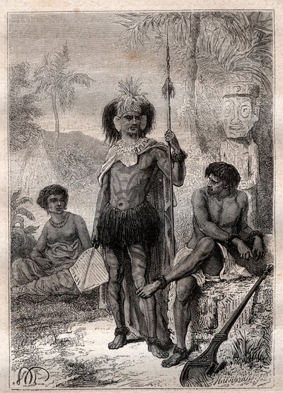 Nativos de las Islas Marquesas - Viaje del Capitán James Cook de Unknown artist