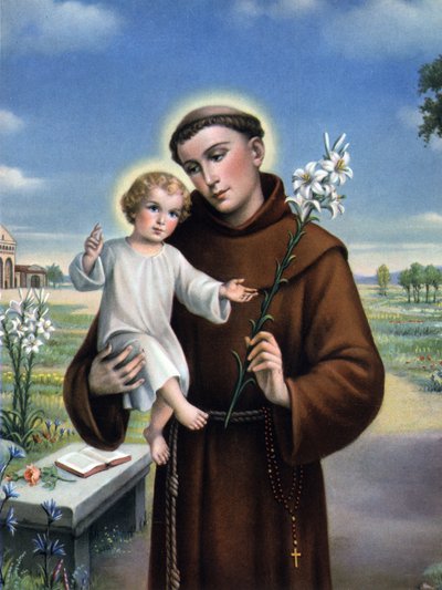 Imagen piadosa: representación de San Antonio de Padua (Antonio di Padova) conocido como el Taumaturgo (1195-1231) de Unknown artist