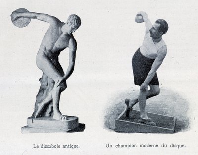 El antiguo discóbolo y un campeón moderno del récord de Unknown artist