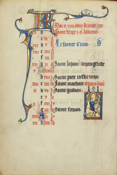 Página del calendario de mayo; Hawking de Unknown artist/maker