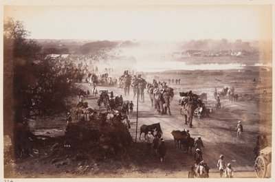 Columna de equipaje durante el Campamento de Ejercicio de Delhi, circa 1885 de Unknown