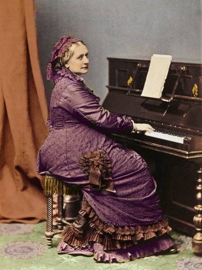 Clara Schumann (1819-1896), pianista y compositora alemana, al piano - Retrato de Clara Schumann (1819-1896), pianista y compositora alemana, esposa de Robert Schumann. de Unknown photographer