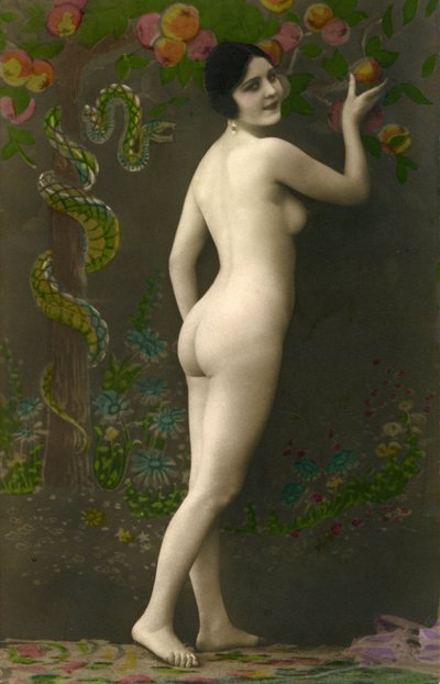 Postal de fantasía (kitsch): Eve de la "Belle Epoque" (ca. 1920) de Unknown photographer