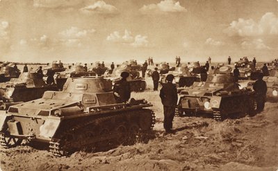 Tanques alemanes, Doberitz, cerca de Berlín, Alemania, fotografía del Illustrated London News, 27 de julio. de Unknown photographer