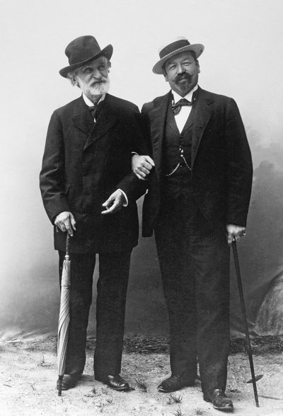 Giuseppe Verdi, compositor italiano (1813-1901), y el tenor Francesco Tamagno (1850-1905) en Montecatini a finales del siglo XIX de Unknown photographer