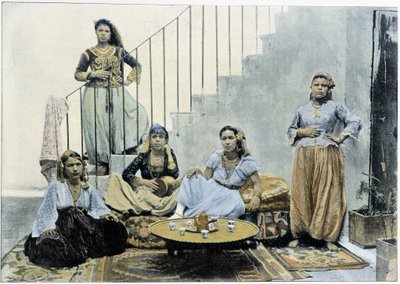 Mujeres moriscas de Argel tomando té - autochrome, finales del siglo XIX de Unknown photographer