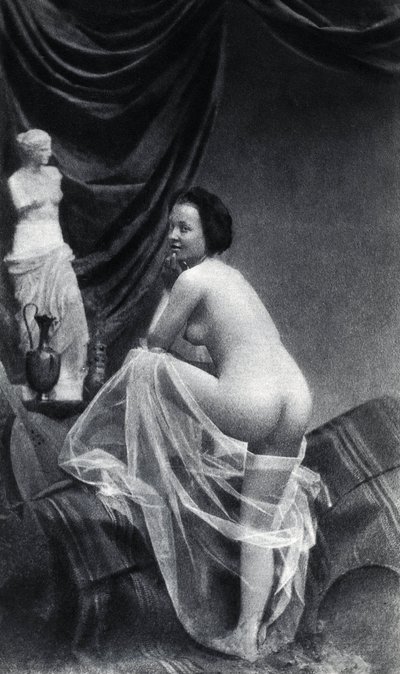 Mujer desnuda posando de espaldas alrededor de 1855 Fotografía anónima de Unknown photographer