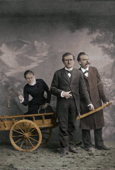 Paul Ree (1849-1901) filósofo inglés - Lou Andreas-Salome (1861-1937) psicoanalista rusa - Friedrich Nietzsche (1844-1900) filósofo alemán - Mayo 1882 (Lucerna, Atelier Jules Bonnet) de Unknown photographer
