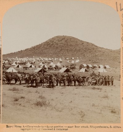 Real Artillería a Caballo, Slingersfontein, Guerra de los Bóers, c.1899 (fotografía, estereoscópica) de Unknown photographer