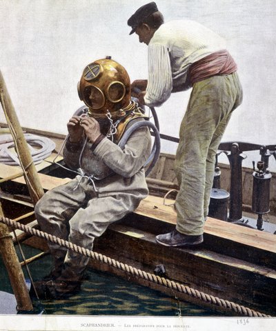 Escafandrista: preparativos para el descenso de Unknown photographer