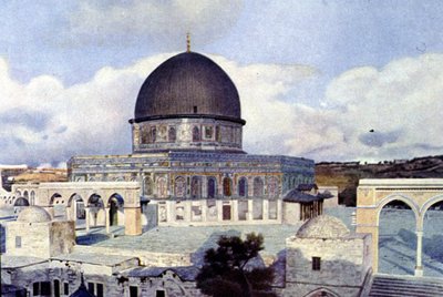 Vista de la Mezquita de Omar en Jerusalén. Autocromo. de Unknown photographer