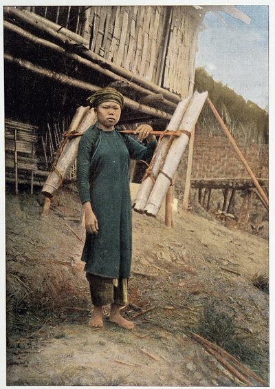 Aguador en Tonkín, Vietnam, circa 1898 - fotografía de Unknown photographer