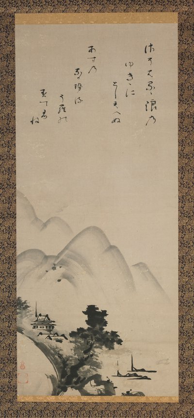 Pergamino colgante que representa un paisaje, período Edo, siglo XVII de Unkoku Toeki