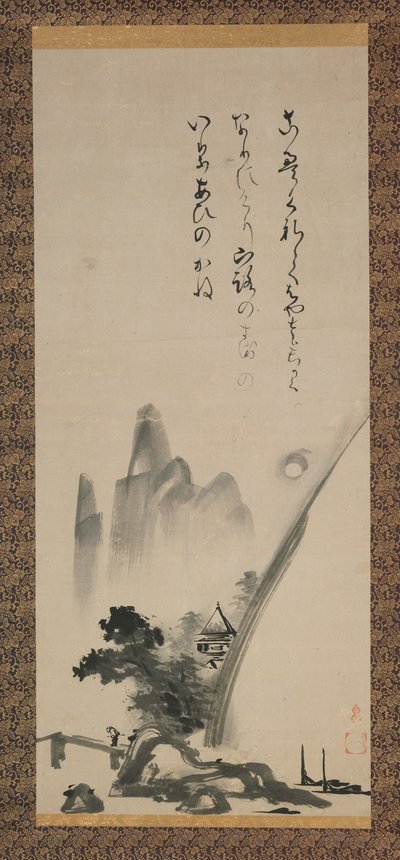Pergamino colgante que representa una escena de paisaje, período Edo, siglo XVII de Unkoku Toeki