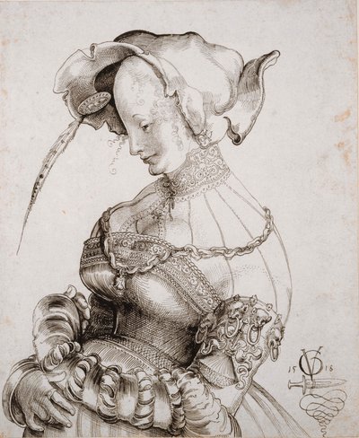 Prostituta en Medio Cuerpo, 1518 de Urs Graf