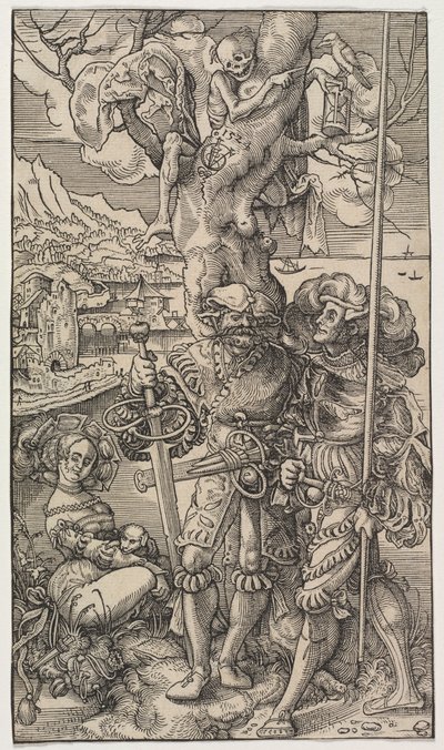 Mercenarios y una mujer con la muerte en un árbol, 1524 de Urs I Graf