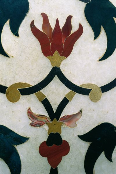 Flores de loto, detalle de un muro exterior de Ustad Ahmad Lahori