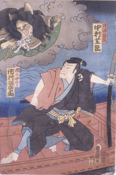 Nakamura Shikan en un papel no identificado e Ichimura Uzaemon como Neko No Nakanori (xilografía en color) de Utagawa (1786 1865) Kunisada