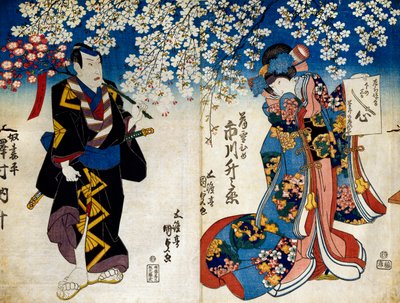 Shiki no Nagame Maru-ni-I no Toshi, actor Toshi, escena de Las Cuatro Estaciones de Utagawa Kunisada