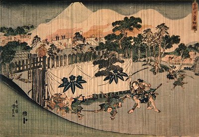 Los hermanos Soga matando a diez enemigos, c.1830 (xilografía en color) de Utagawa Kunisada