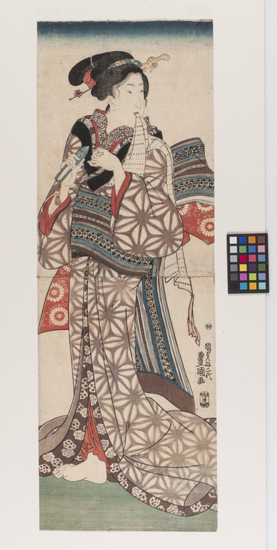 Mujer recortándose las uñas, hacia 1845 (por la firma; véanse las notas del conservador) (xilografía en color) de Utagawa (1786 1865) Kunisada